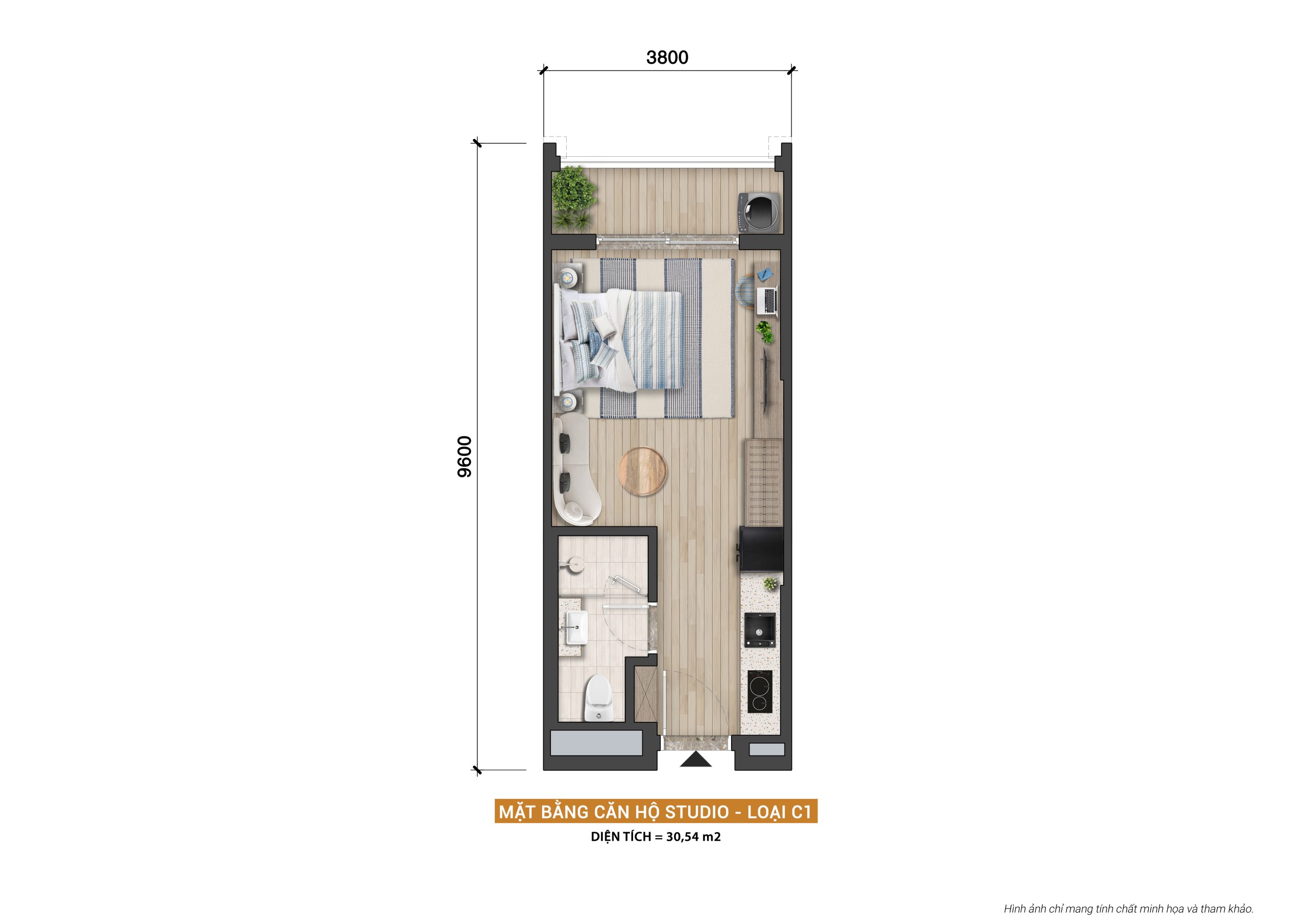 layout can ho 1 phong ngu